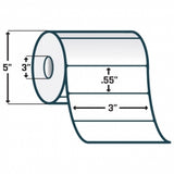 Roll of labels with dimensions indicated