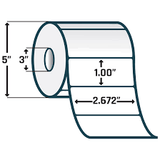 Diagram of a label roll with dimensions labeled