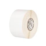 Roll of white tape with Zebra branding on a white background